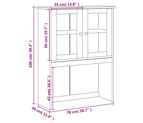 Armario superior tocador VIGO madera pino blanco 78x30x100 cm