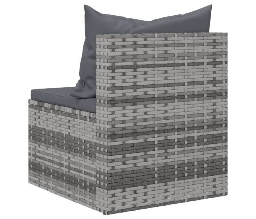 Set de sofás de jardín 4 pzas y cojines ratán sintético gris