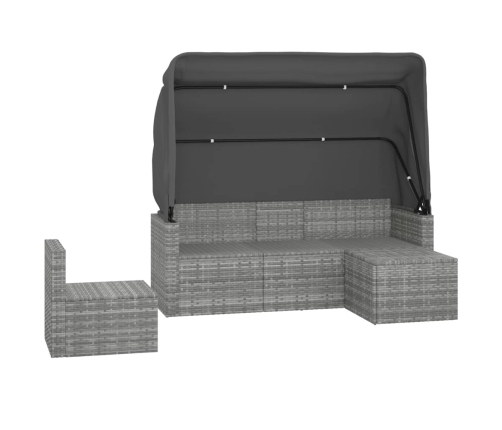 Set de sofás de jardín 4 pzas y cojines ratán sintético gris
