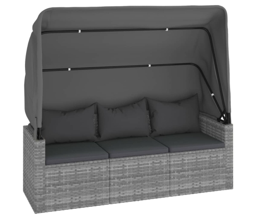Set de sofás de jardín 4 pzas y cojines ratán sintético gris