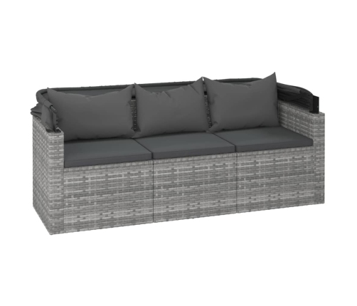 Set de sofás de jardín 4 pzas y cojines ratán sintético gris