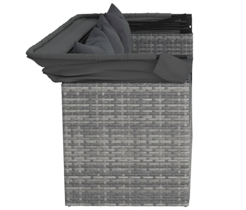 Set de sofás de jardín 4 pzas y cojines ratán sintético gris