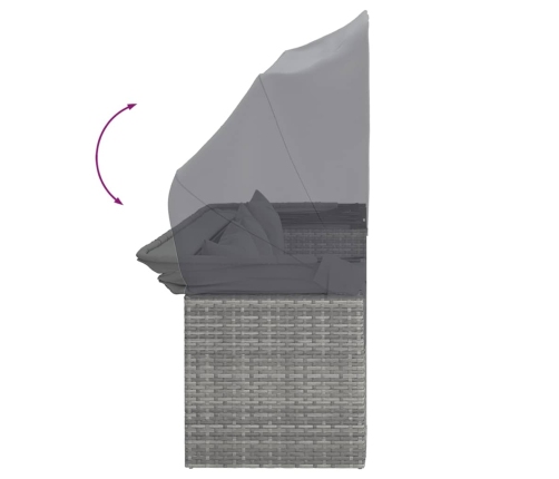 Set de sofás de jardín 4 pzas y cojines ratán sintético gris