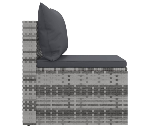 Set de sofás de jardín 4 pzas y cojines ratán sintético gris