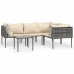 Set de muebles de jardín 5 pzas y cojines ratán sintético gris