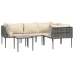 Set de muebles de jardín 5 pzas y cojines ratán sintético gris