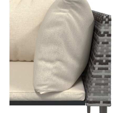 Set de muebles de jardín 5 pzas y cojines ratán sintético gris
