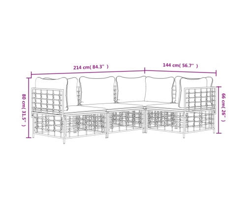 Set muebles de jardín 4 pzas y cojines ratán PE gris antracita