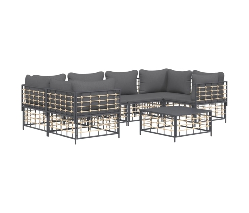 Set muebles de jardín 7 pzas y cojines ratán PE gris antracita