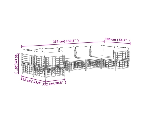 Set muebles de jardín 7 pzas y cojines ratán PE gris antracita