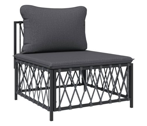 Juego muebles de jardín 3 pzas y cojines acero gris antracita