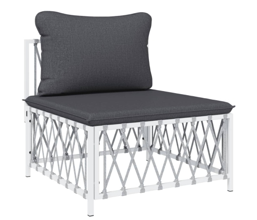 Juego de muebles de jardín 4 piezas y cojines acero blanco