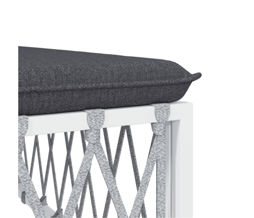 Juego de muebles de jardín 4 piezas y cojines acero blanco