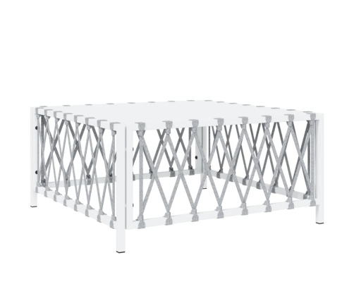 Juego de muebles de jardín 5 piezas y cojines acero blanco