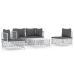 Juego de muebles de jardín 5 piezas y cojines acero blanco