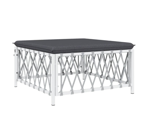 Juego de muebles de jardín 4 piezas y cojines acero blanco