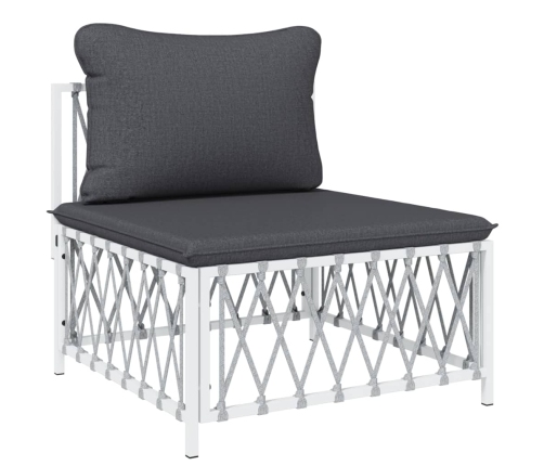 Juego de muebles de jardín 4 piezas y cojines acero blanco