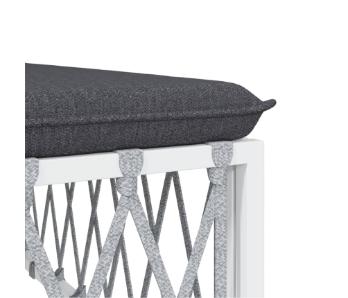 Juego de muebles de jardín 4 piezas y cojines acero blanco