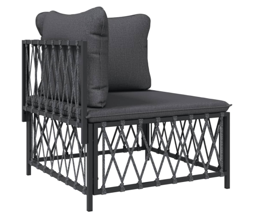 Juego muebles de jardín 4 pzas y cojines acero gris antracita