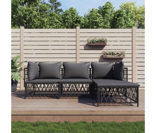 Juego muebles de jardín 4 pzas y cojines acero gris antracita