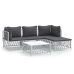 Juego de muebles de jardín 5 piezas y cojines acero blanco