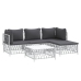 Juego de muebles de jardín 5 piezas y cojines acero blanco