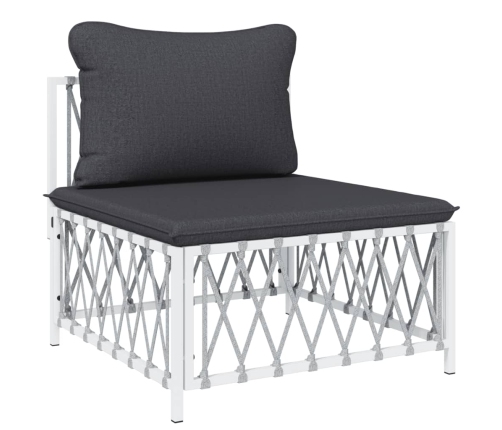 Juego de muebles de jardín 5 piezas y cojines acero blanco