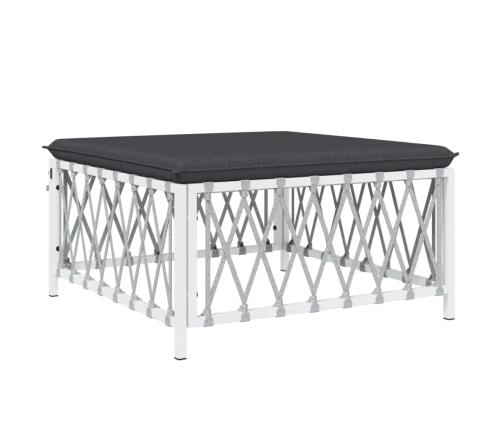 Juego de muebles de jardín 5 piezas y cojines acero blanco