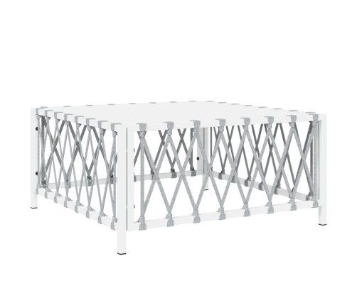 Juego de muebles de jardín 5 piezas y cojines acero blanco