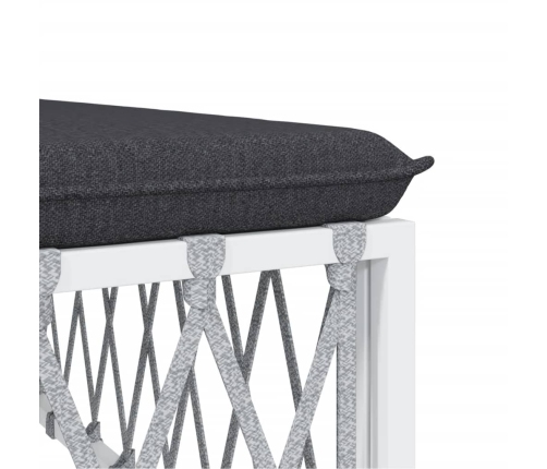 Juego de muebles de jardín 5 piezas y cojines acero blanco