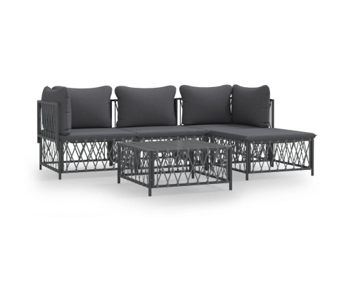 Juego muebles de jardín 5 pzas y cojines acero gris antracita