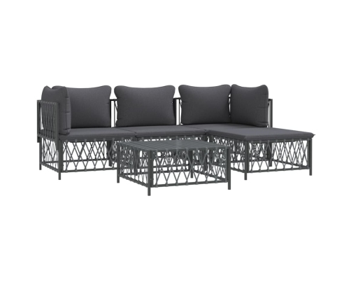 Juego muebles de jardín 5 pzas y cojines acero gris antracita