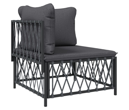 Juego muebles de jardín 5 pzas y cojines acero gris antracita