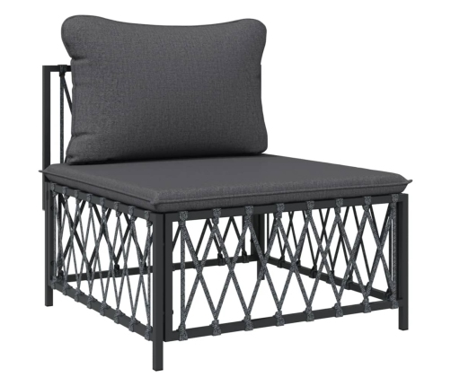 Juego muebles de jardín 5 pzas y cojines acero gris antracita