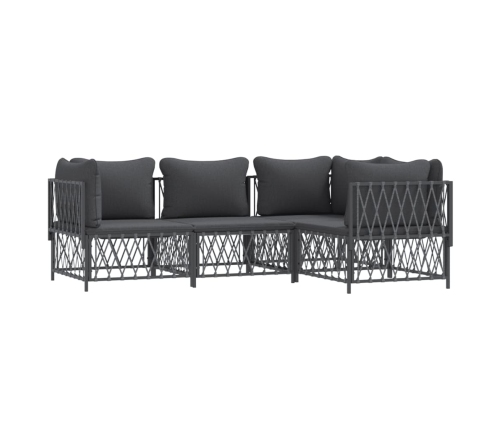 Juego muebles de jardín 4 pzas y cojines acero gris antracita