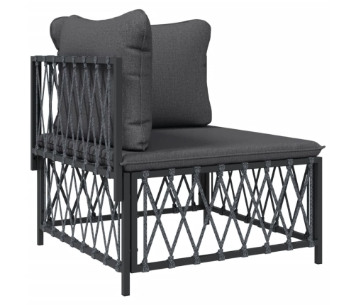 Juego muebles de jardín 4 pzas y cojines acero gris antracita