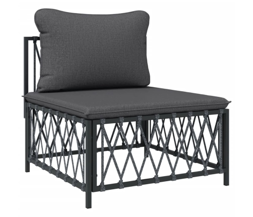 Juego muebles de jardín 4 pzas y cojines acero gris antracita
