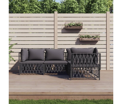 Juego muebles de jardín 4 pzas y cojines acero gris antracita