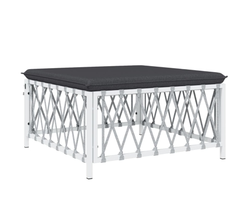 Juego de muebles de jardín 6 piezas con cojines acero blanco