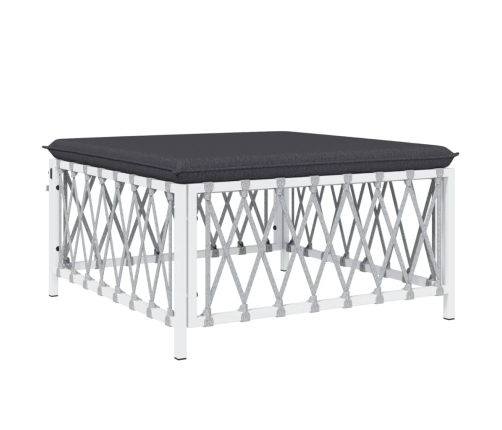Juego de muebles de jardín 5 piezas y cojines acero blanco