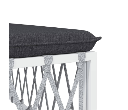 Juego de muebles de jardín 5 piezas y cojines acero blanco