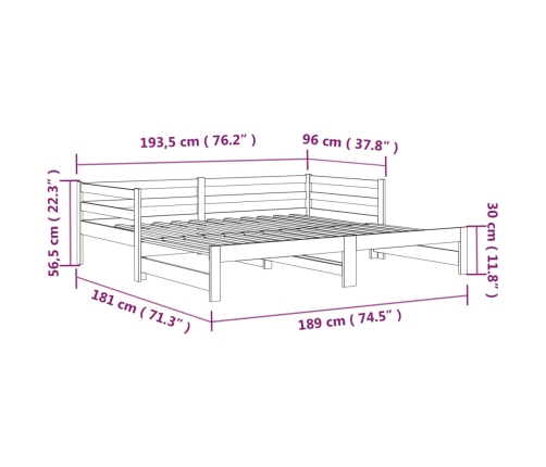 Sofá cama extraíble madera maciza de pino 2x(90x190) cm