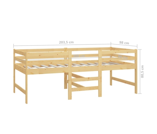 Estructura de cama sin colchón madera maciza de pino 90x200 cm