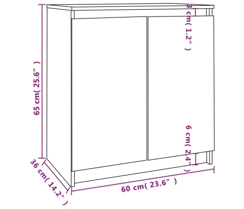 Armario auxiliar de madera maciza de pino 60x36x65 cm