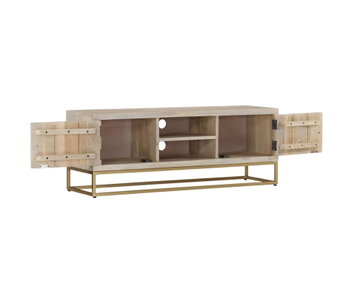 vidaXL Mueble de TV madera maciza de mango blanqueada 110x30x40 cm