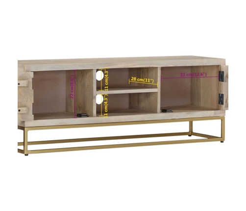 vidaXL Mueble de TV madera maciza de mango blanqueada 110x30x40 cm