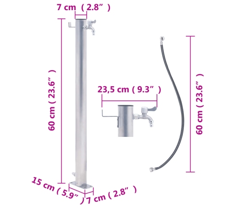 Fuente de agua para jardín acero inoxidable redonda 60 cm