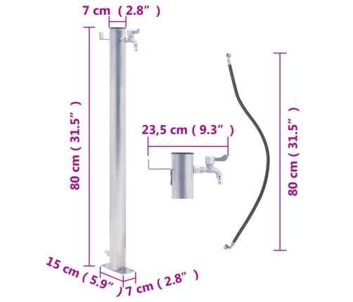 Fuente de agua para jardín acero inoxidable redonda 80 cm