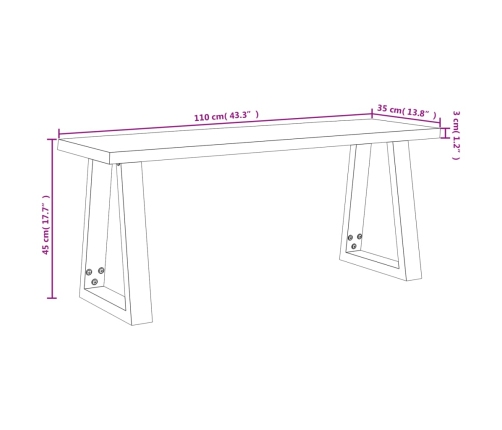 Juego de comedor con borde vivo 3 piezas madera maciza acacia