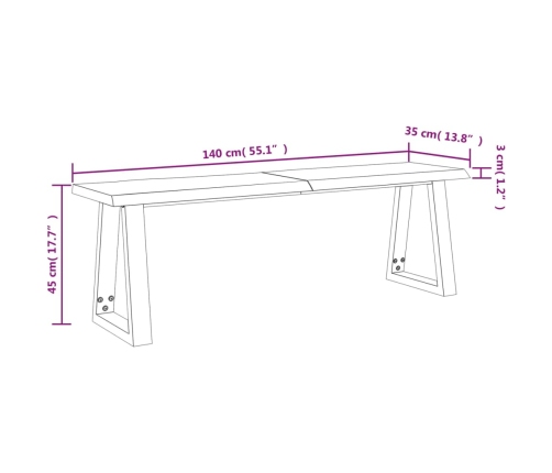 Juego de comedor con borde vivo 3 piezas madera maciza acacia